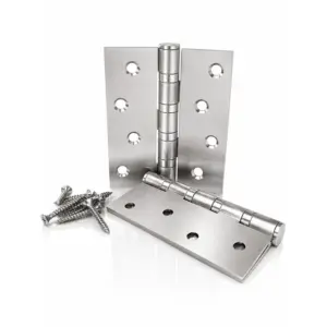 Nerūdijančio plieno durų vyrių komplektas (2 vnt.) - 102 x 89 mm
